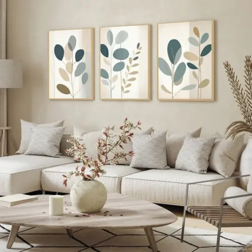 Quadros Decorativos Sala Moderna Folhagem Abstratos Moldura