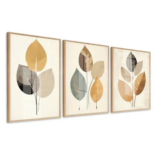 Quadros Decorativos Sala Moderna Folhagem Moldura e Vidro