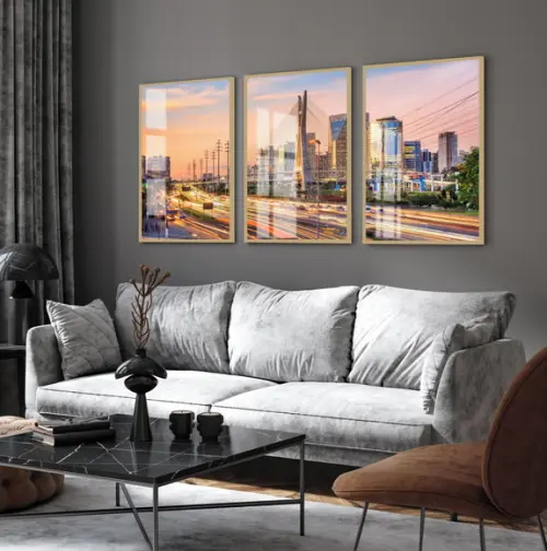 Quadros Decorativos São Paulo Ponte Estaiada Moldura e Vidro
