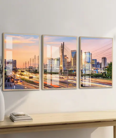 Quadros Decorativos São Paulo Ponte Estaiada Moldura e Vidro