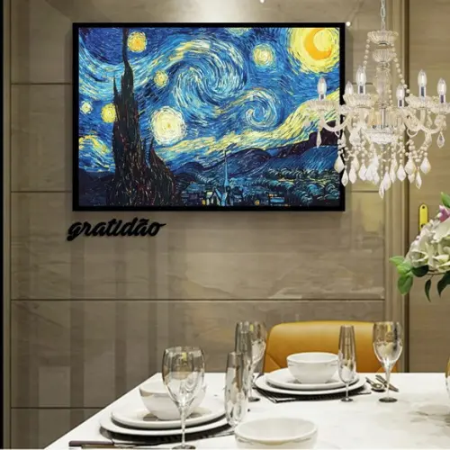 Quadros Decorativos Van Gogh Noite Estrelada Arte Molduras