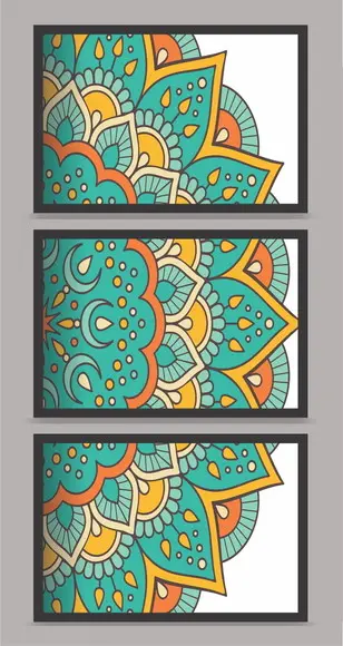 Trio Quadros Decorativos Abstratos Mandala Para Sala Moldura