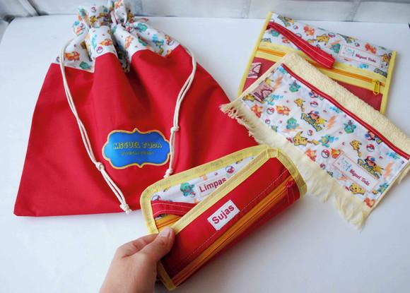 Kit Escolar -saco P/roupas+kit Hig +porta Máscaras
