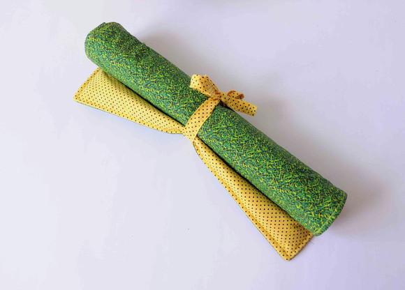 Lugar Americano com Porta Talheres - Amarelo com Verde