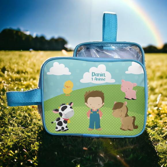 Necesserie Fazendinha Transparente Infantil Personalizado