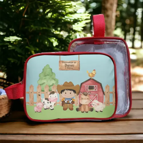 Necesserie Fazendinha Transparente Infantil Personalizado