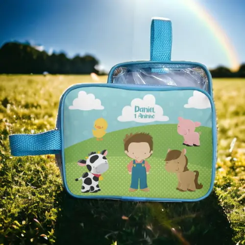 Necesserie Fazendinha Transparente Infantil Personalizado