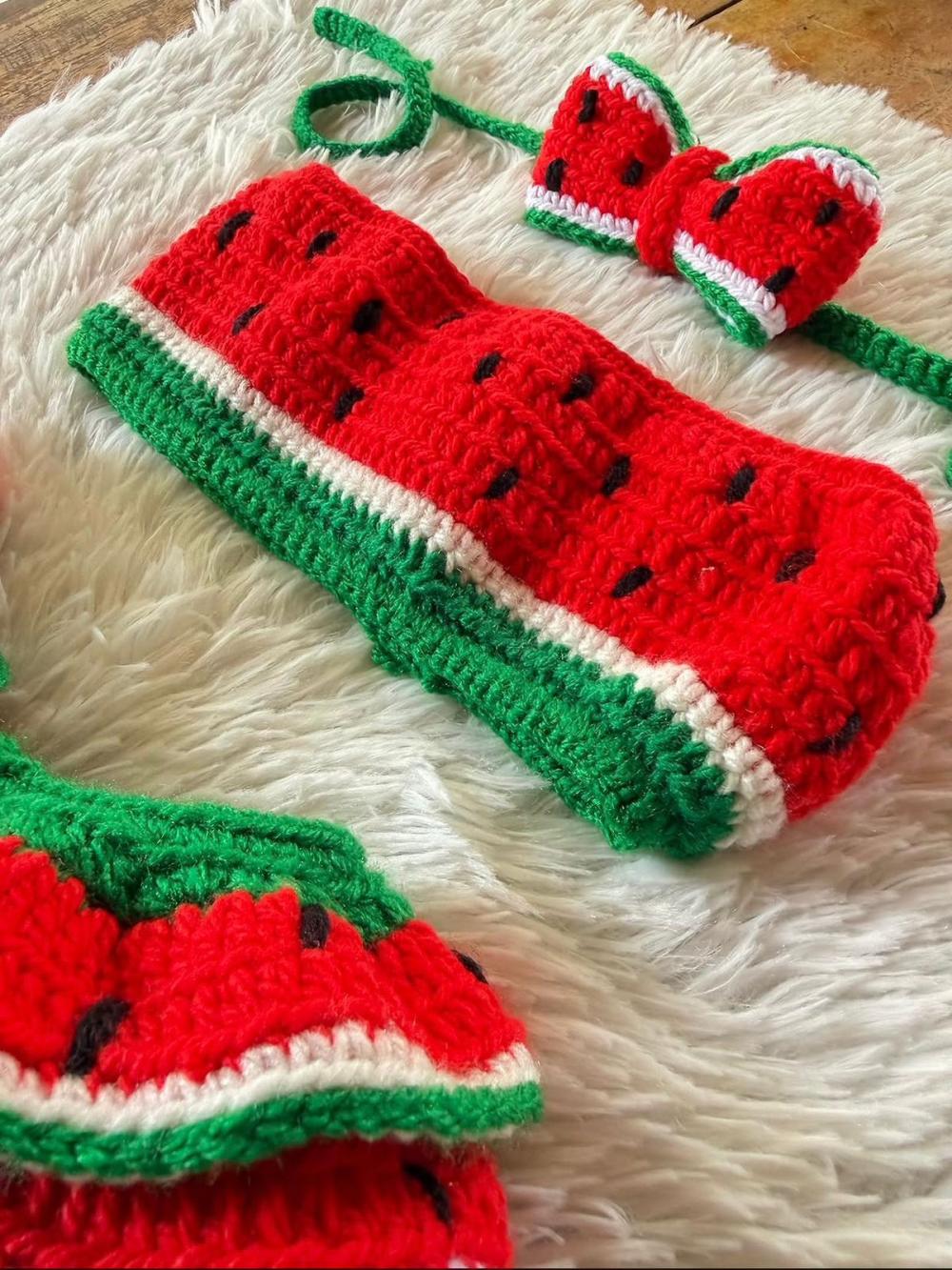 Conjunto de Melancia em Crochê
