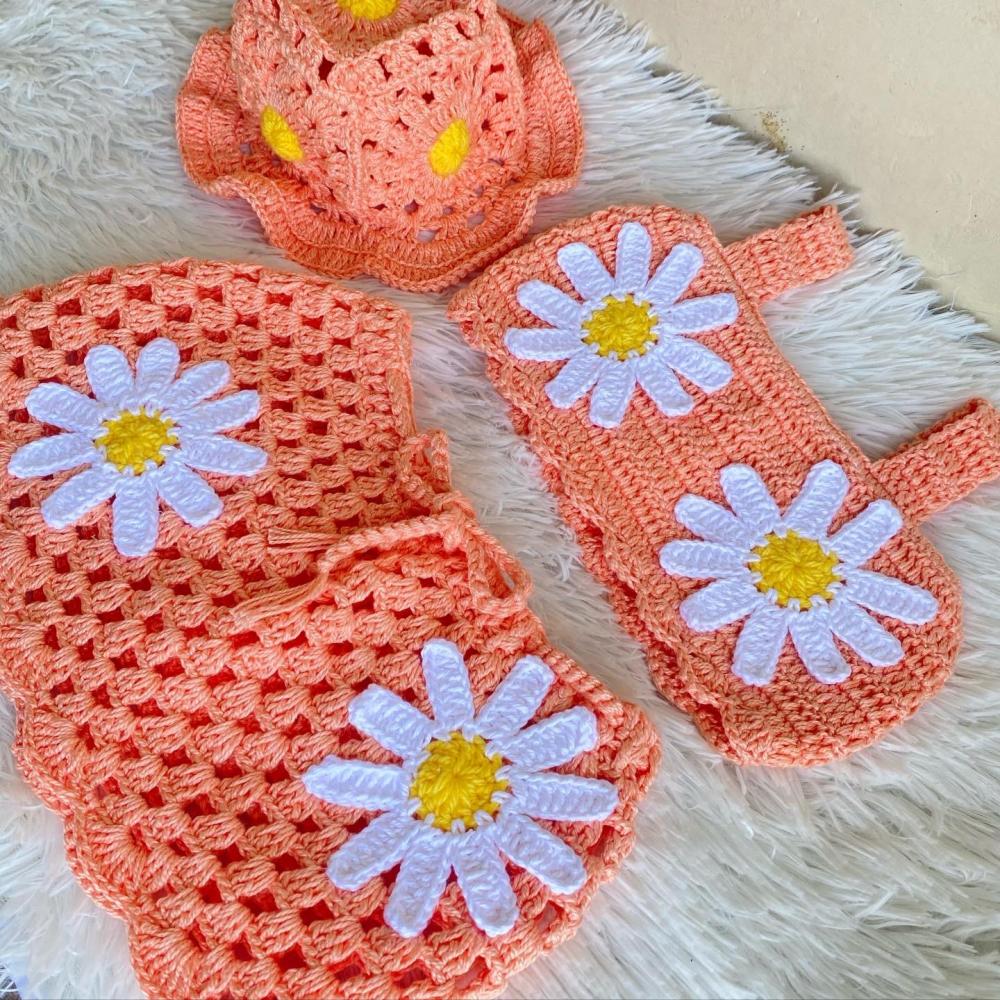 Conjunto Margarida em Crochê