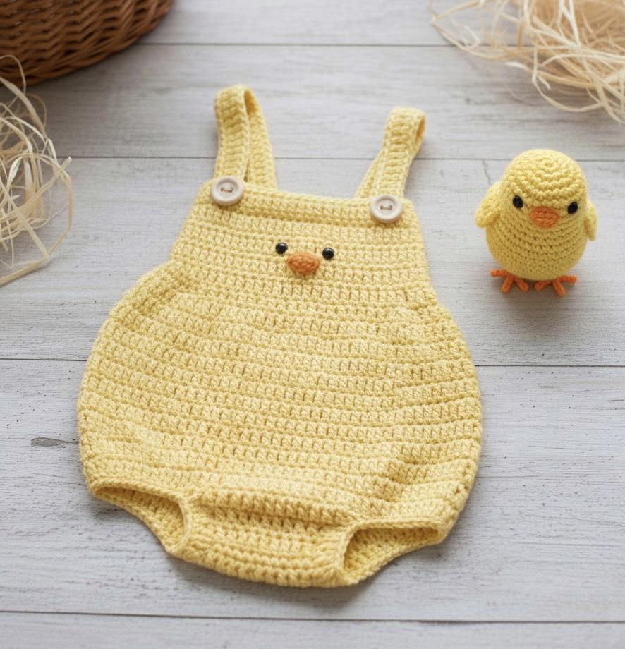 Jardineira do Pintinho Amarelinho em Crochê + Amigurumi