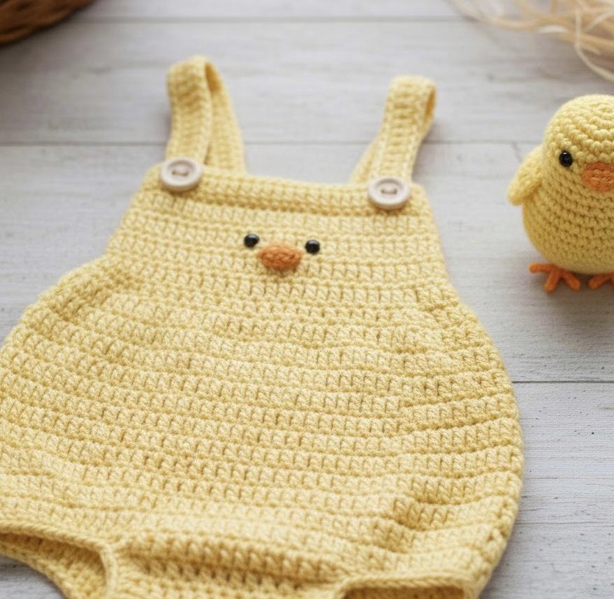 Jardineira do Pintinho Amarelinho em Crochê + Amigurumi