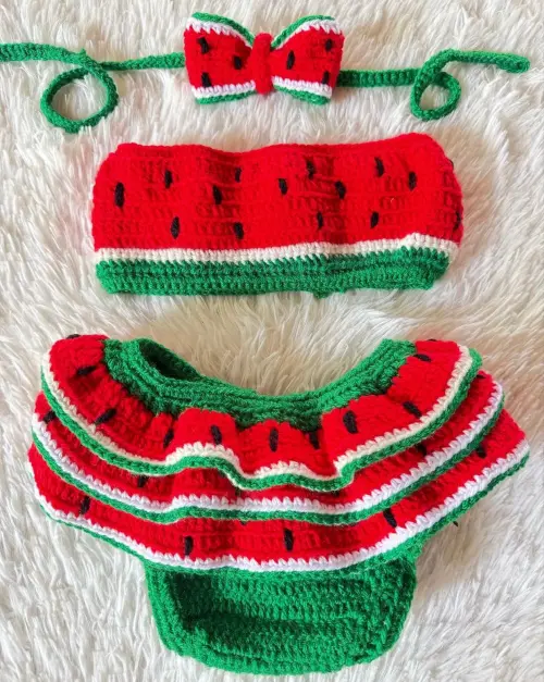 Conjunto de Melancia em Crochê