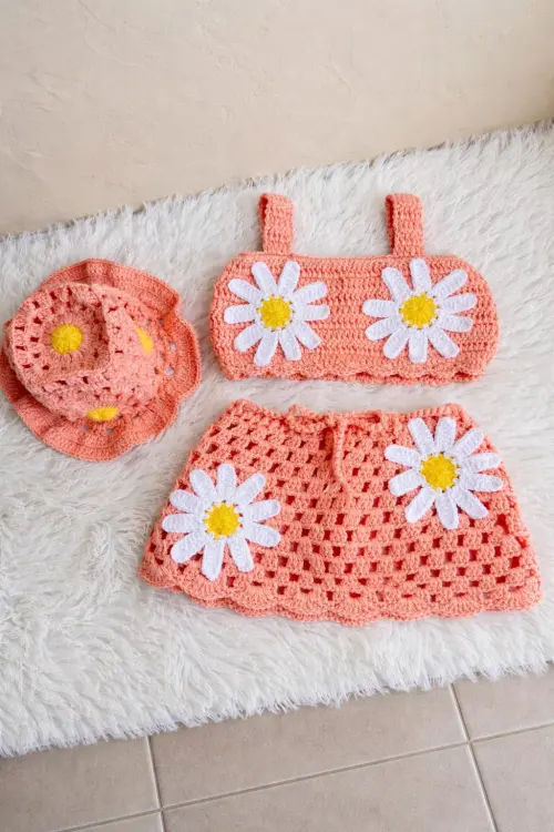 Conjunto Margarida em Crochê