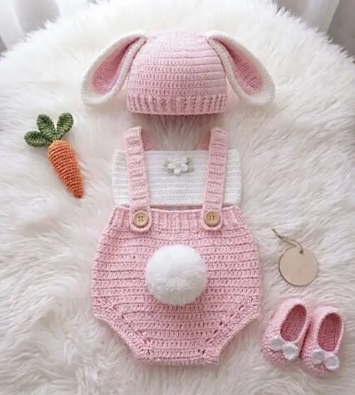 Conjunto Coelhinha Crochê - Ensaios Newborn e Mêsversários