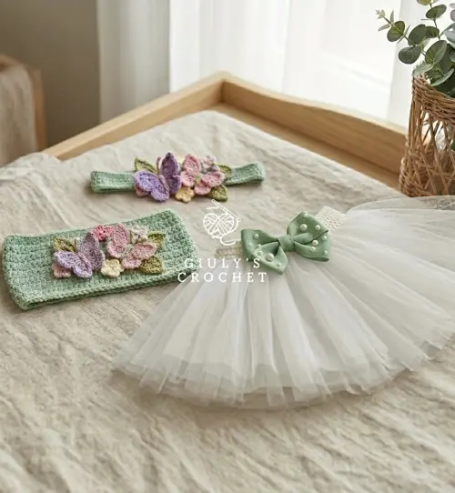 Conjunto Jardim das Borboletas em crochê - Luxo