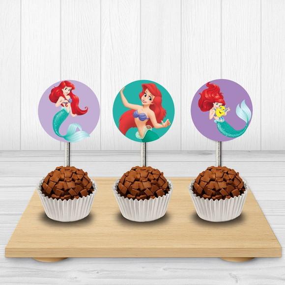 50 Tags/ Toppers para Docinhos a Pequena Sereia Ariel