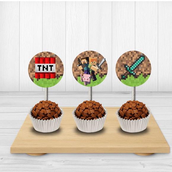 50 Tags/ Toppers para Docinhos Minecraft