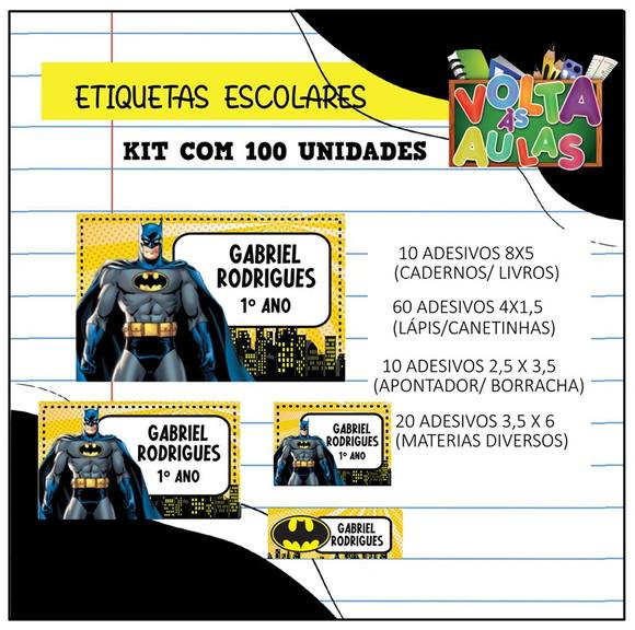 Kit 100 Etiquetas Escolares Personalizada Batman
