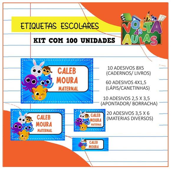 Kit 100 Etiquetas Escolares Personalizada Bolofofos