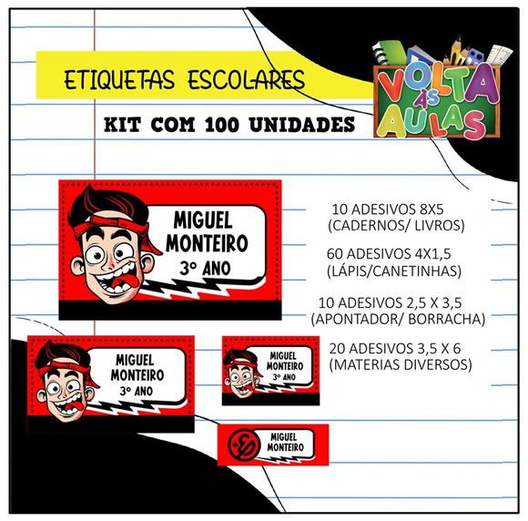 Kit 100 Etiquetas Escolares Personalizada Enaldinho