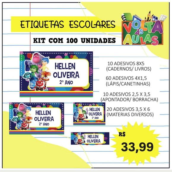 Kit 100 Etiquetas Escolares Personalizada Divertidamente