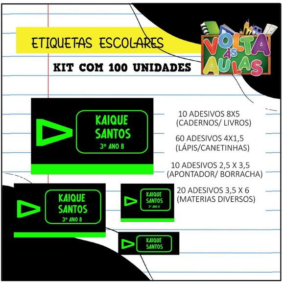Kit 100 Etiquetas Escolares Personalizada Loud
