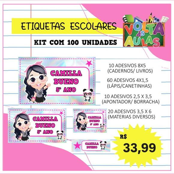 Kit 100 Etiquetas Escolares Personalizada Luluca (adesivo)