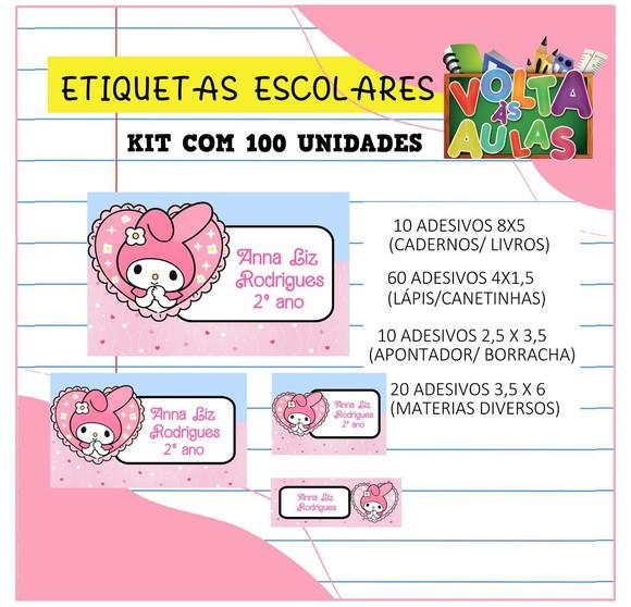 Kit 100 Etiquetas Escolares Personalizada My Melody