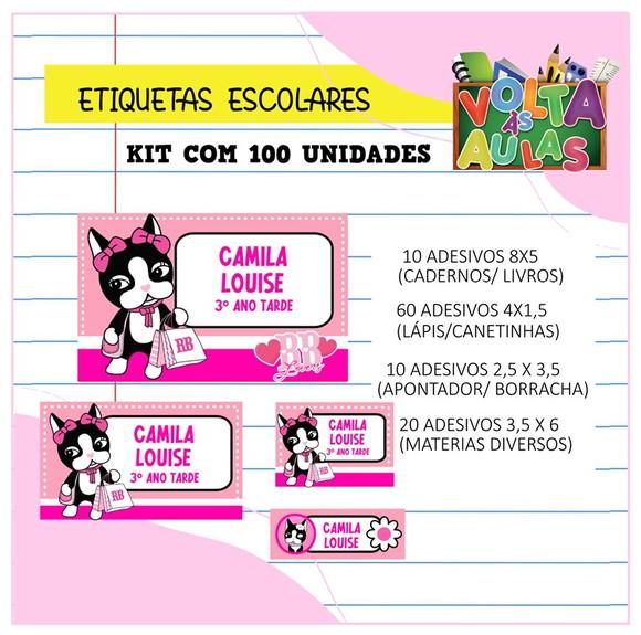 Kit 100 Etiquetas Escolares Personalizada Rebecca Bonbon
