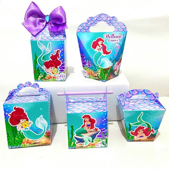 Kit 20 Caixas Personalizadas Pequena Sereia Ariel
