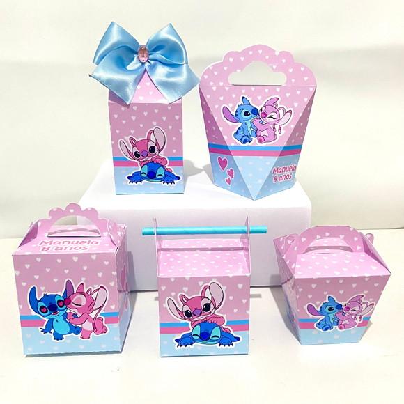 Kit 50 Caixas Personalizadas Stitch e Angel