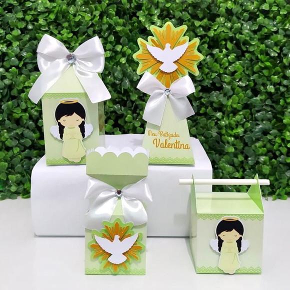 Kit Personalizados Batizado Menina Verde(20 Peças)