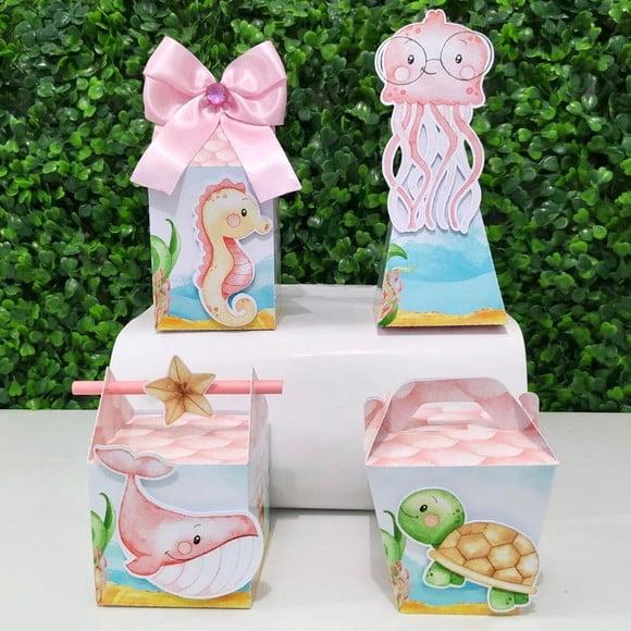 Kit Personalizados Fundo do Mar Aquarelado (menina) 20 Pçs