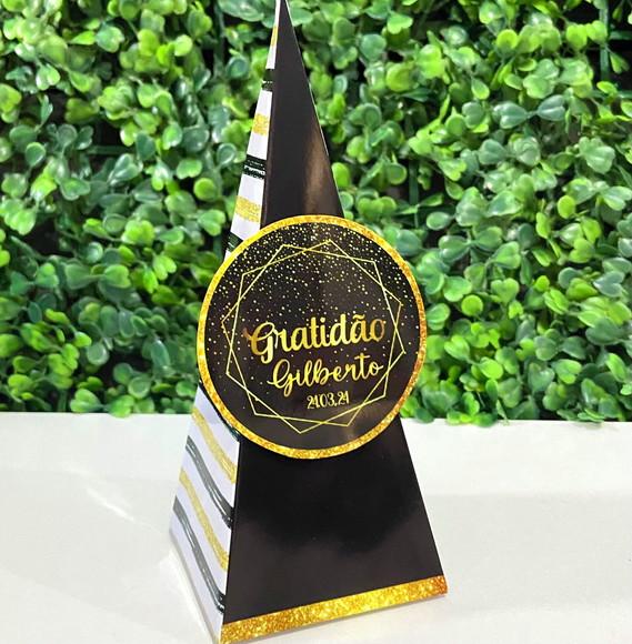 Kit Personalizados Gratidão Preto e Dourado (20 Caixas)