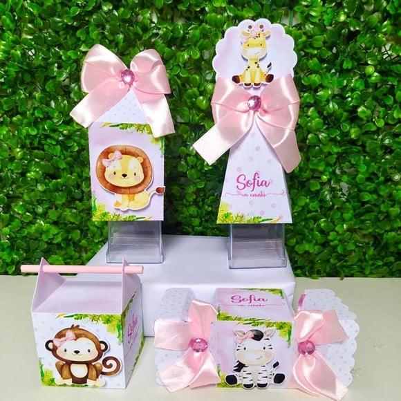 Kit Personalizados Safari Baby Menina(rosa) - 20 peças