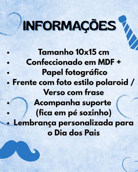 Lembrança Personalizada Dia dos Pais com Foto - 10x15 em mdf