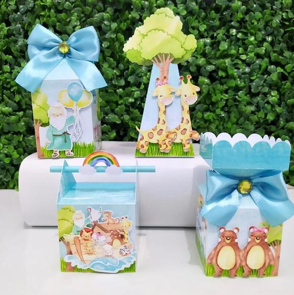 Personalizados Arca de Noé Menino Aquarela (kit 40 Peças)