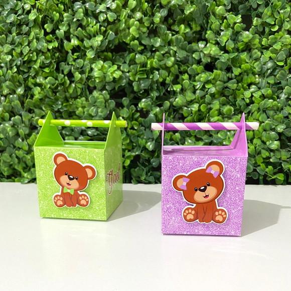 Personalizados Chá Revelação Ursinho Lilás e Verde 16 Peças