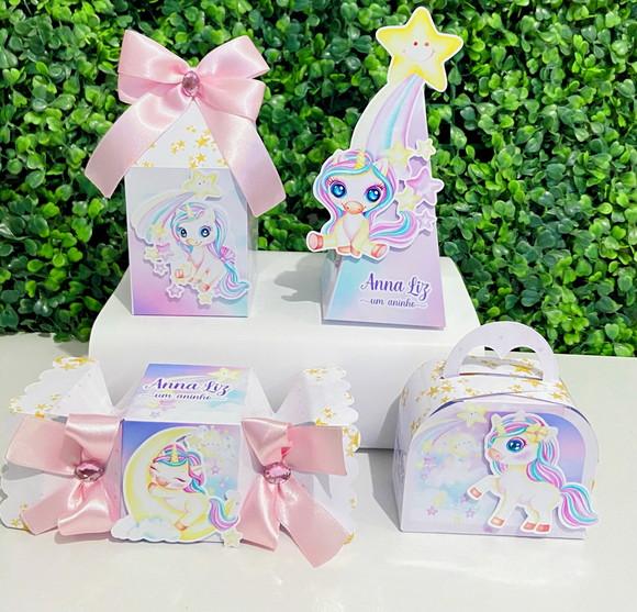 Personalizados Unicórnio Aquarela (kit Caixas 32 Peças)