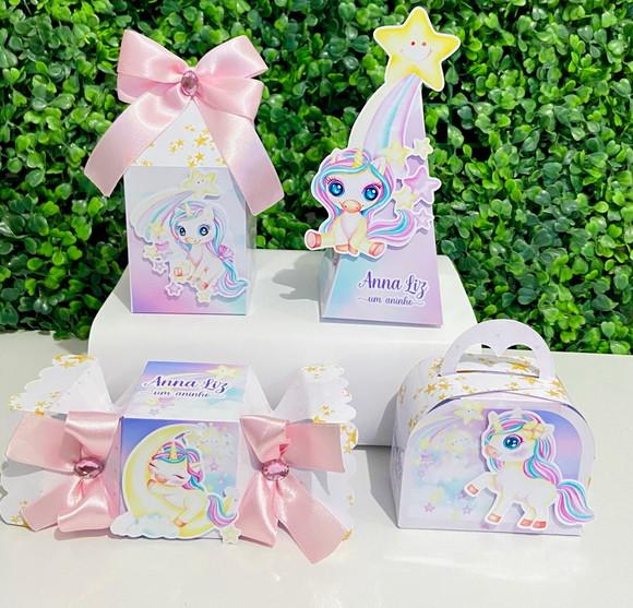 Personalizados Unicórnio Aquarela (kit Caixas 40 Peças)