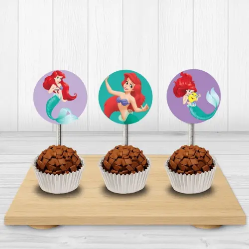 50 Tags/ Toppers para Docinhos a Pequena Sereia Ariel