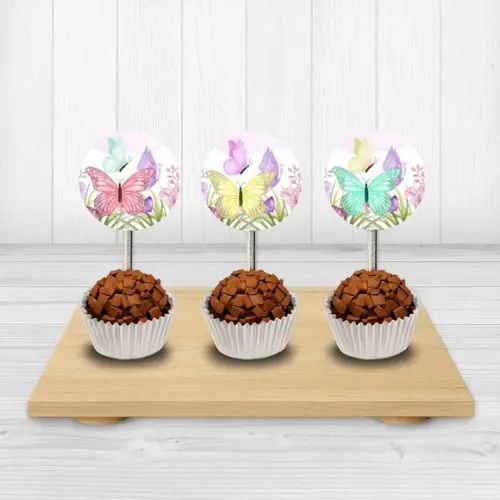 50 Tags/ Toppers para Docinhos Jardim das Borboletas