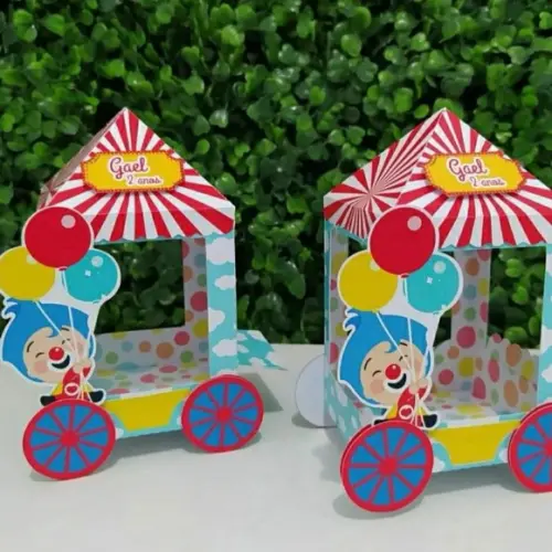 Caixa Carrinho de Pipoca Personalizado Palhaço Herói