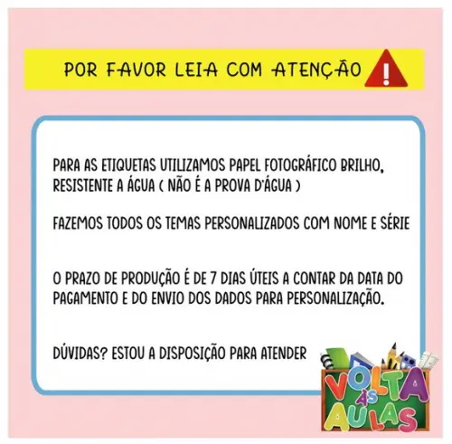 Kit 100 Etiquetas Escolares Personalizada Divertidamente