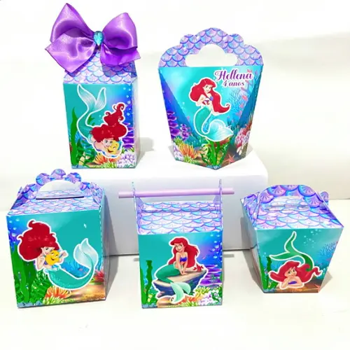 Kit 20 Caixas Personalizadas Pequena Sereia Ariel