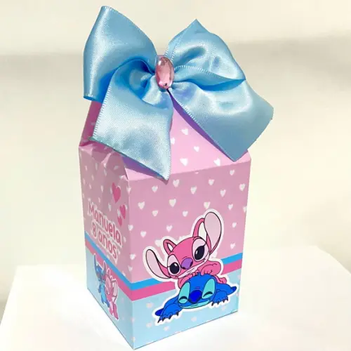 Kit 30 Caixas Personalizadas Stitch e Angel