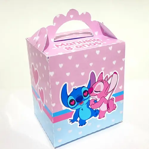Kit 25 Caixas Personalizadas Stitch e Angel