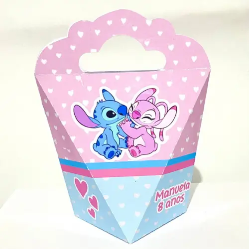 Kit 40 Caixas Personalizadas Stitch e Angel