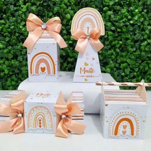 Kit 40 Personalizados Papelaria Arco Íris Boho