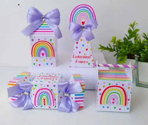 Kit 40 Personalizados Papelaria Arco Íris Colorido